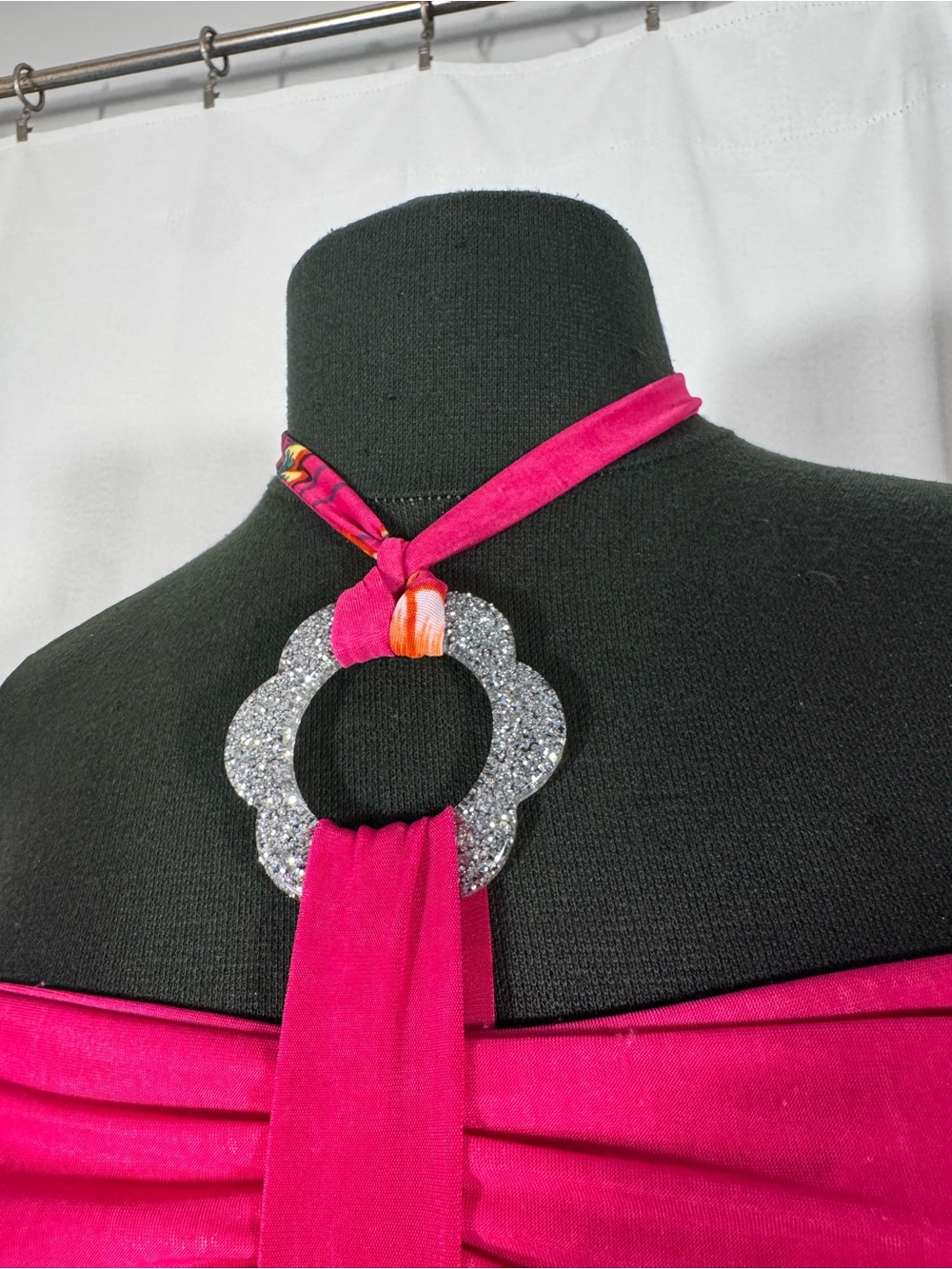 Y2K Hot Pink Floral Halter Neck Mini Dress - Picture 6 of 8